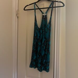 Dynamic Turquoise Black Gray Abstract Halter Top